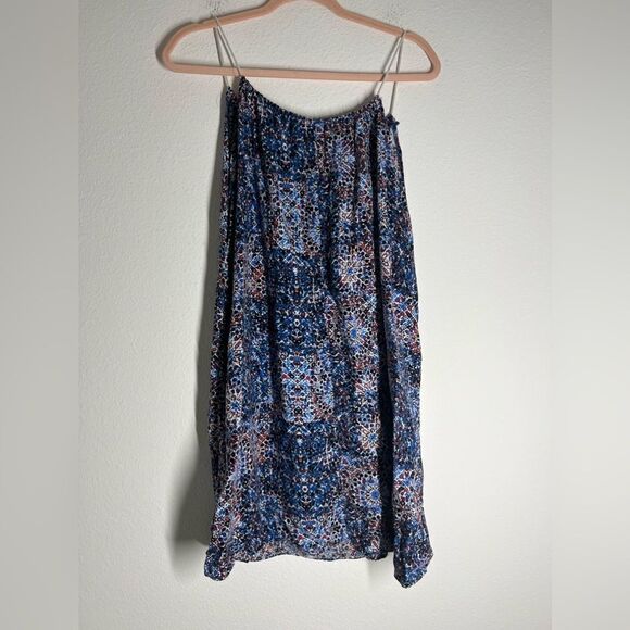 New Look Bohemian Floral Print  Top Tunic Shirt Sleeveless Size L Tie Front Blue - Picture 2 of 10
